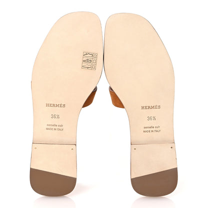 Hermes Suede Goatskin Oran Sandals 36.5 Naturel 7 of 11