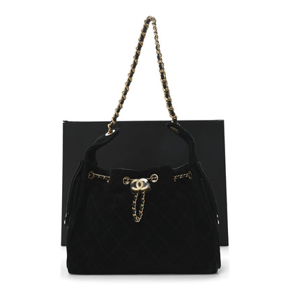 Chanel Suede Quilted Small Chanel 25 Handbag Black 11 of 11