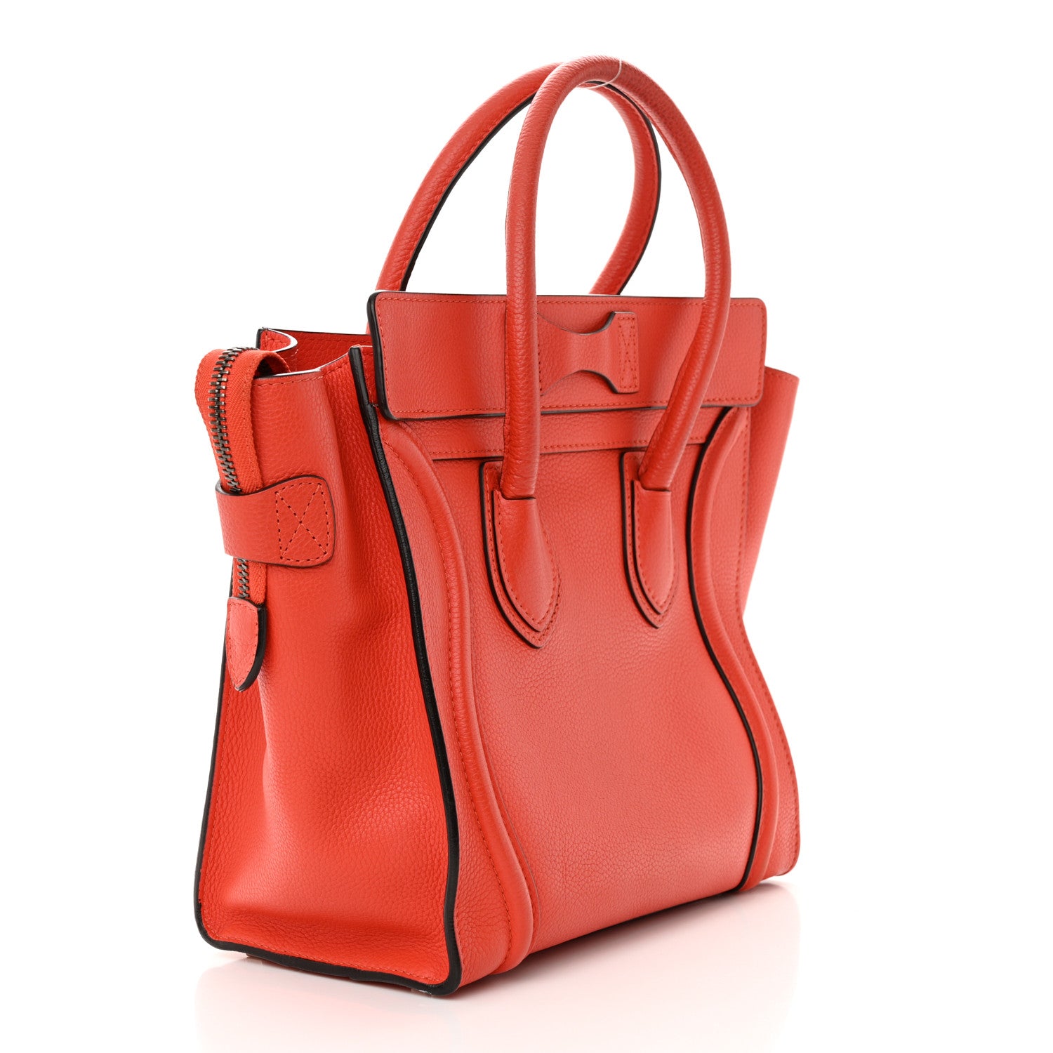 Celine Drummed Calfskin Micro Luggage Vermillion 3 of 15