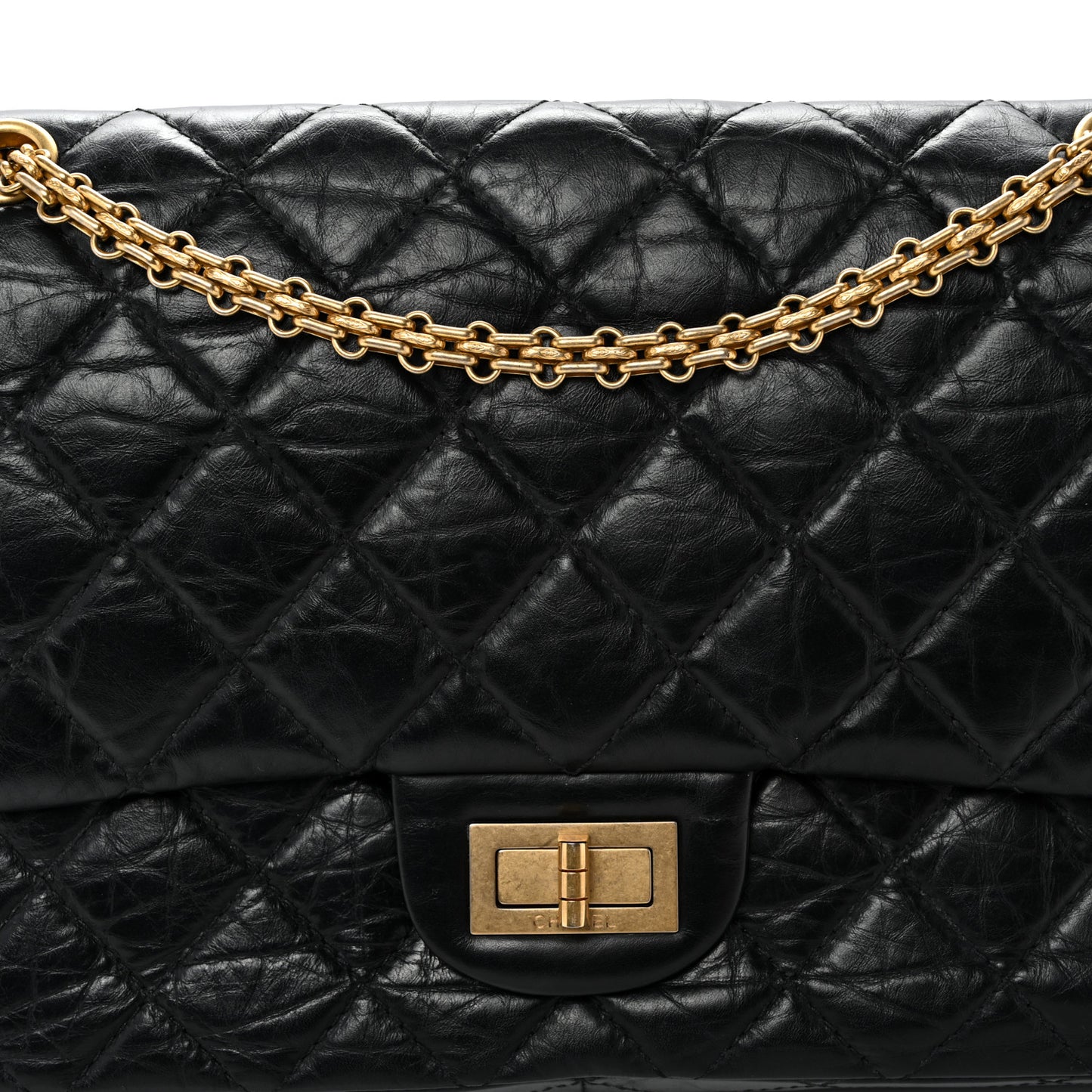 Aged Calfskin Quilted 2.55 Reissue 227 Flap Black