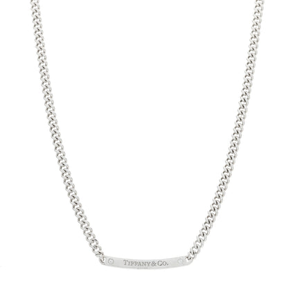 Tiffany 18K White Gold Diamond Micro Link ID Chain Necklace 1 of 6
