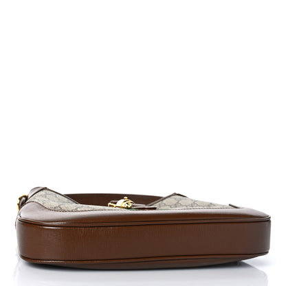 Gucci GG Supreme Monogram Azalea Calfskin Web Small Jackie 1961 Hobo Beige Ebony Brown Sugar 4 of 9