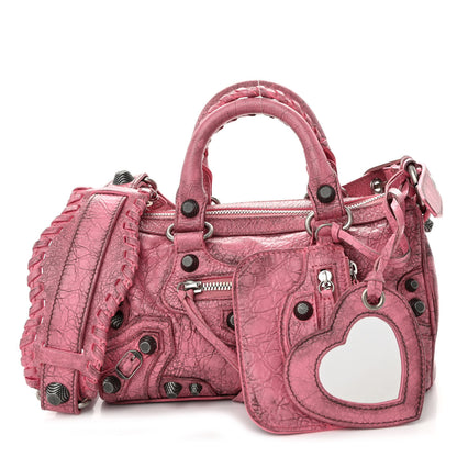 Balenciaga Agneau Arena Dirty Effect Mini Le Cagole Duffle Crossbody Bag Sweet Pink 1 of 9