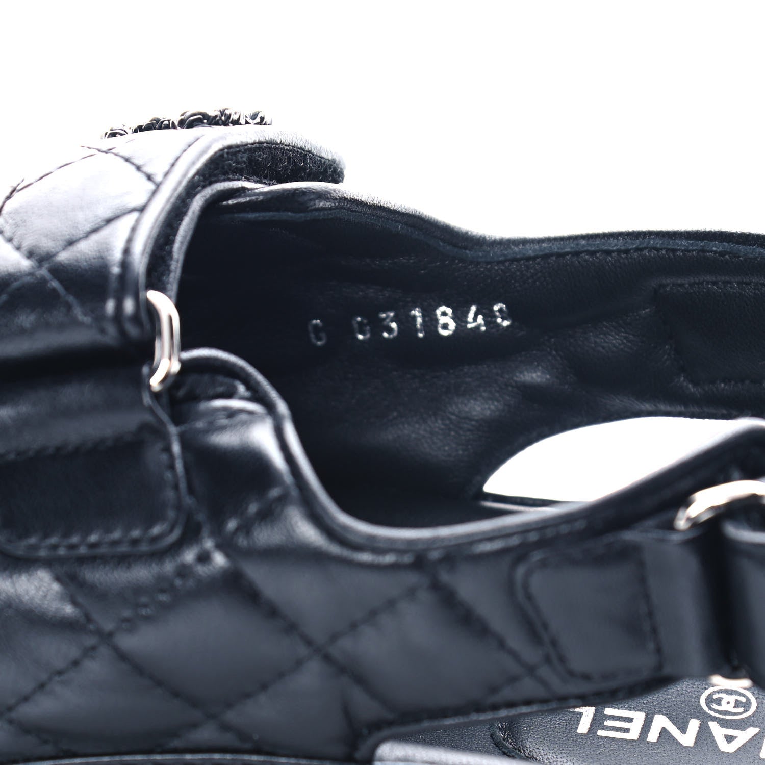 Chanel Lambskin Quilted Velcro Dad Sandals 38.5 Black 7 of 9