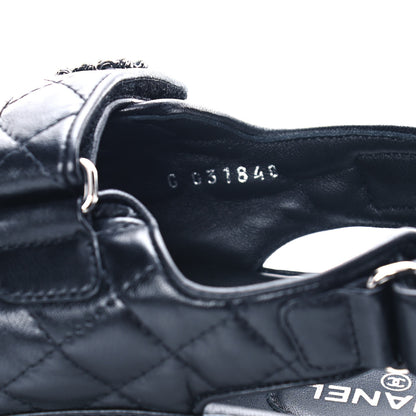 Chanel Lambskin Quilted Velcro Dad Sandals 38.5 Black 7 of 9