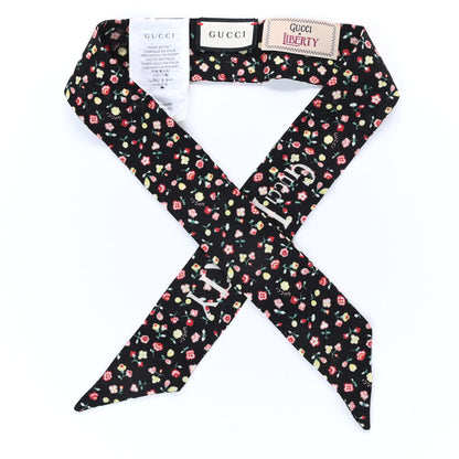 Gucci X LIBERTY OF LONDON Wool Floral Print Neck Bow Scarf Black 1 of 5