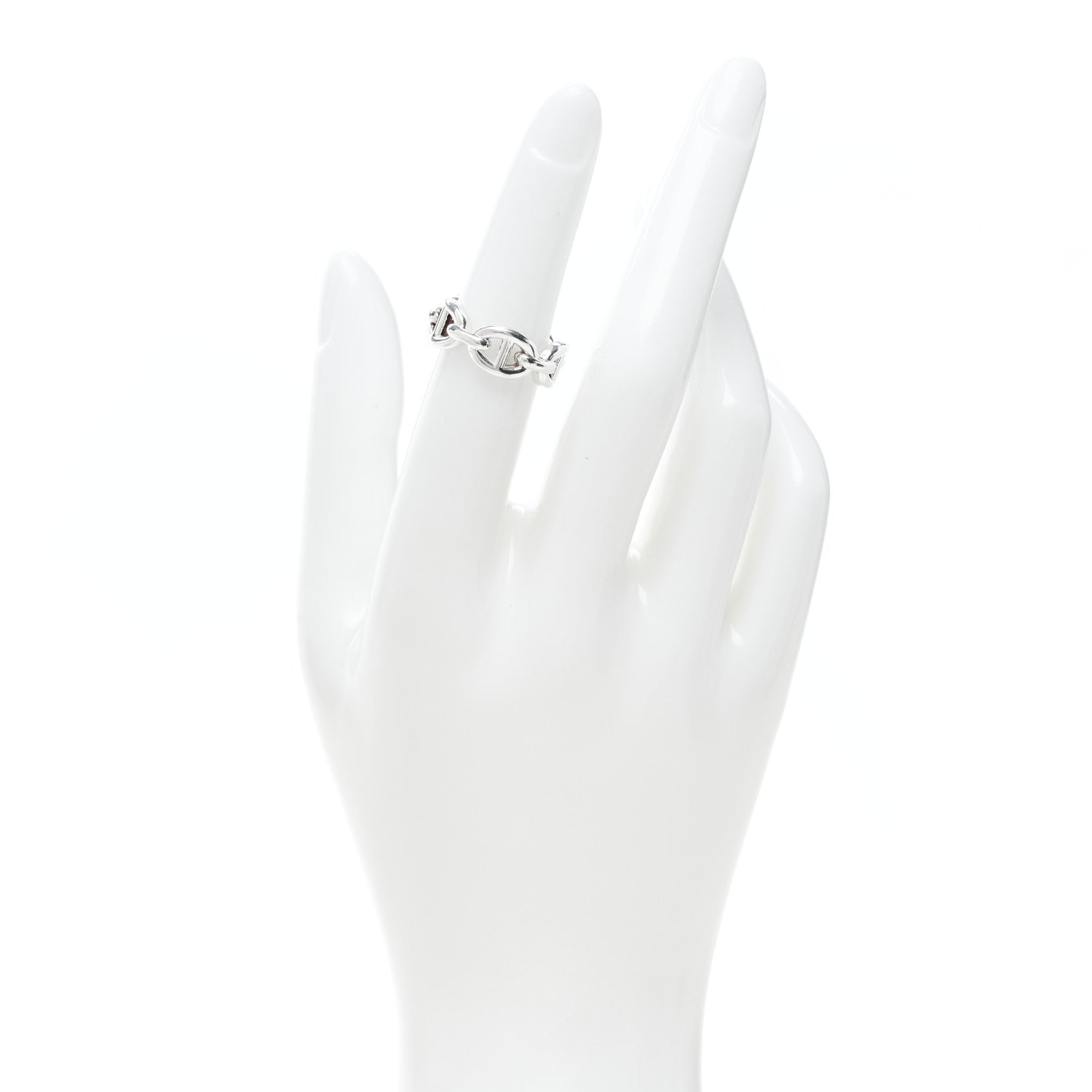 Hermes Sterling Silver PM Chaine d'Ancre Enchainee Band Ring 49 4.75 2 of 7