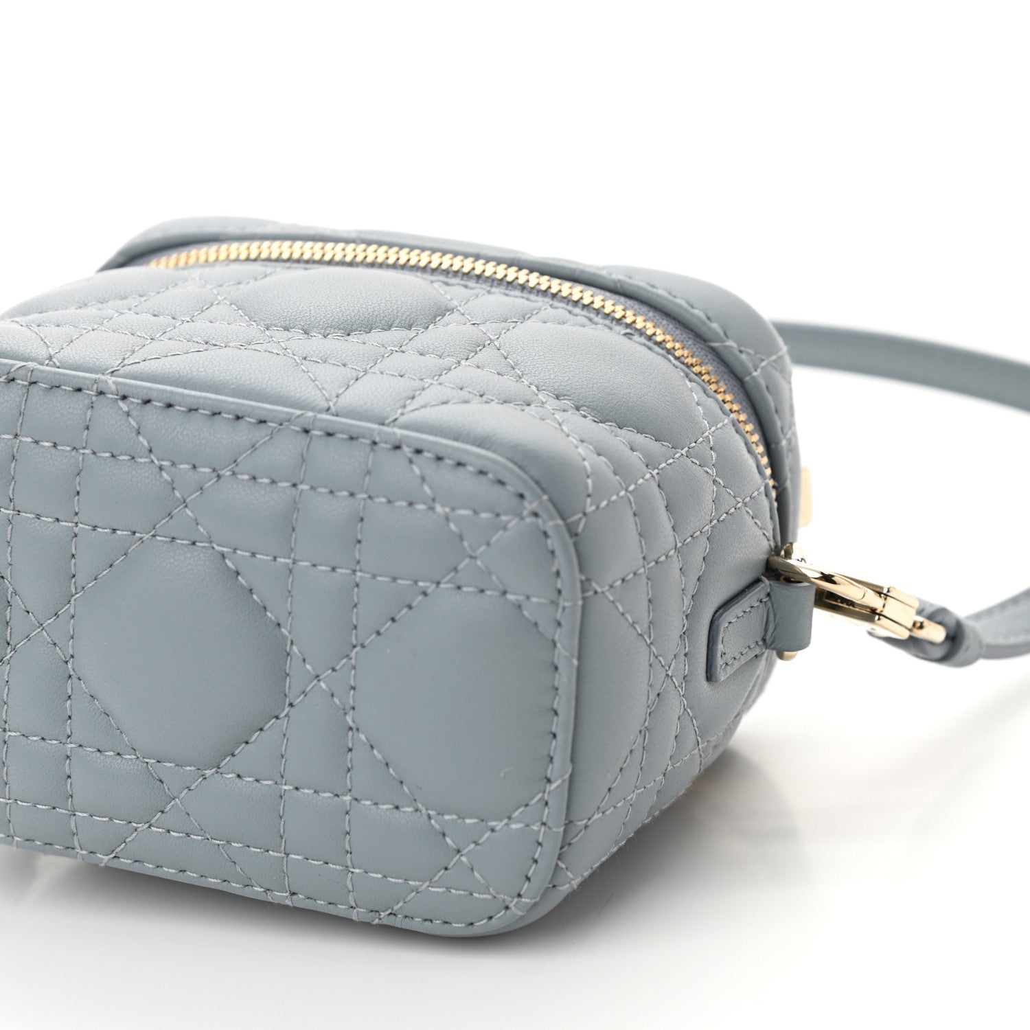 Christian Dior Lambskin Cannage Micro Lady Dior Vanity Case Light Blue 9 of 10