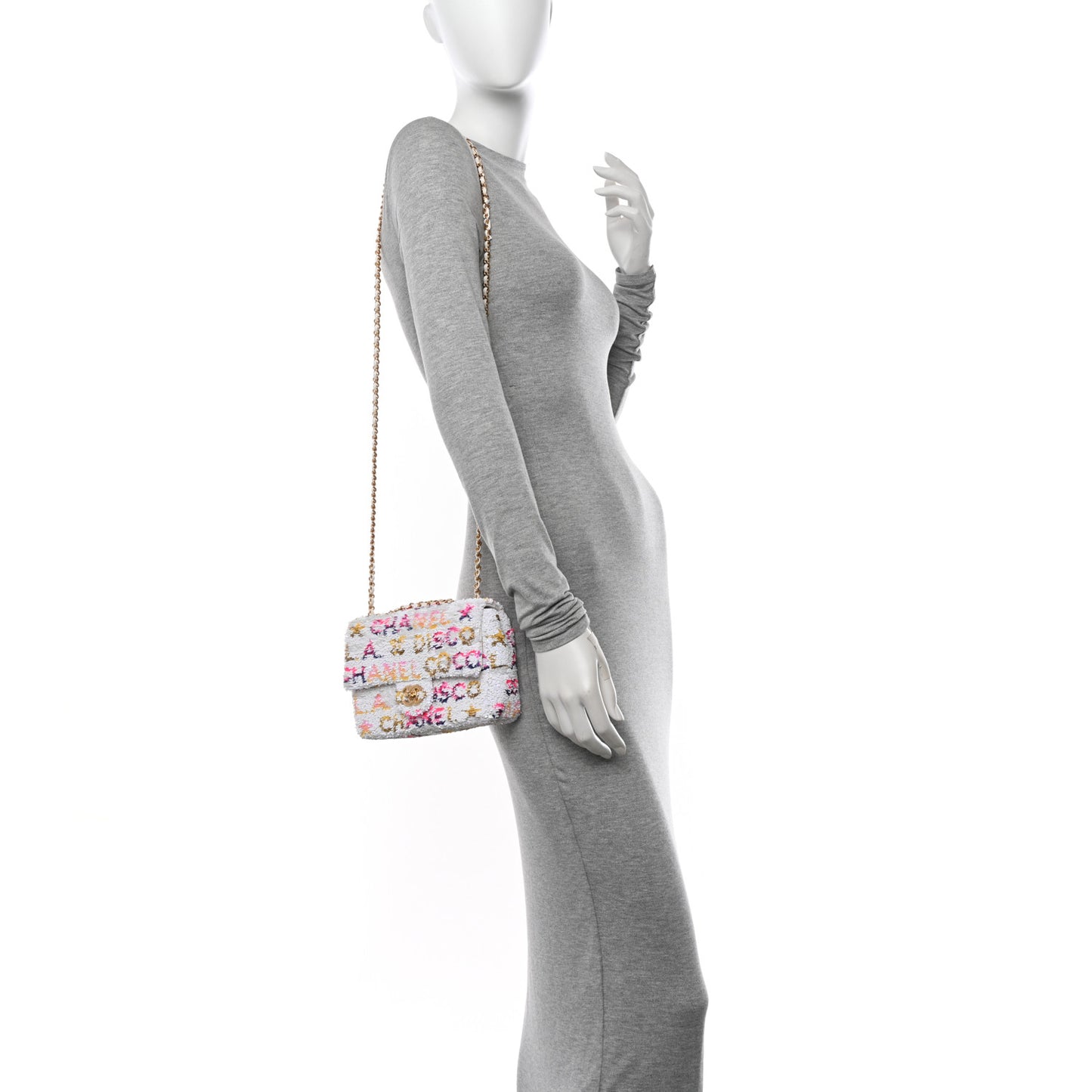 Sequin Logo CC Small Single Flap White Multicolor