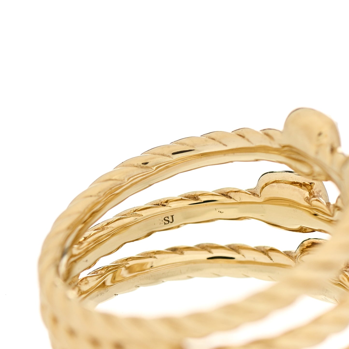 18K Yellow Gold Diamond Three Row Confetti Ring 54 7