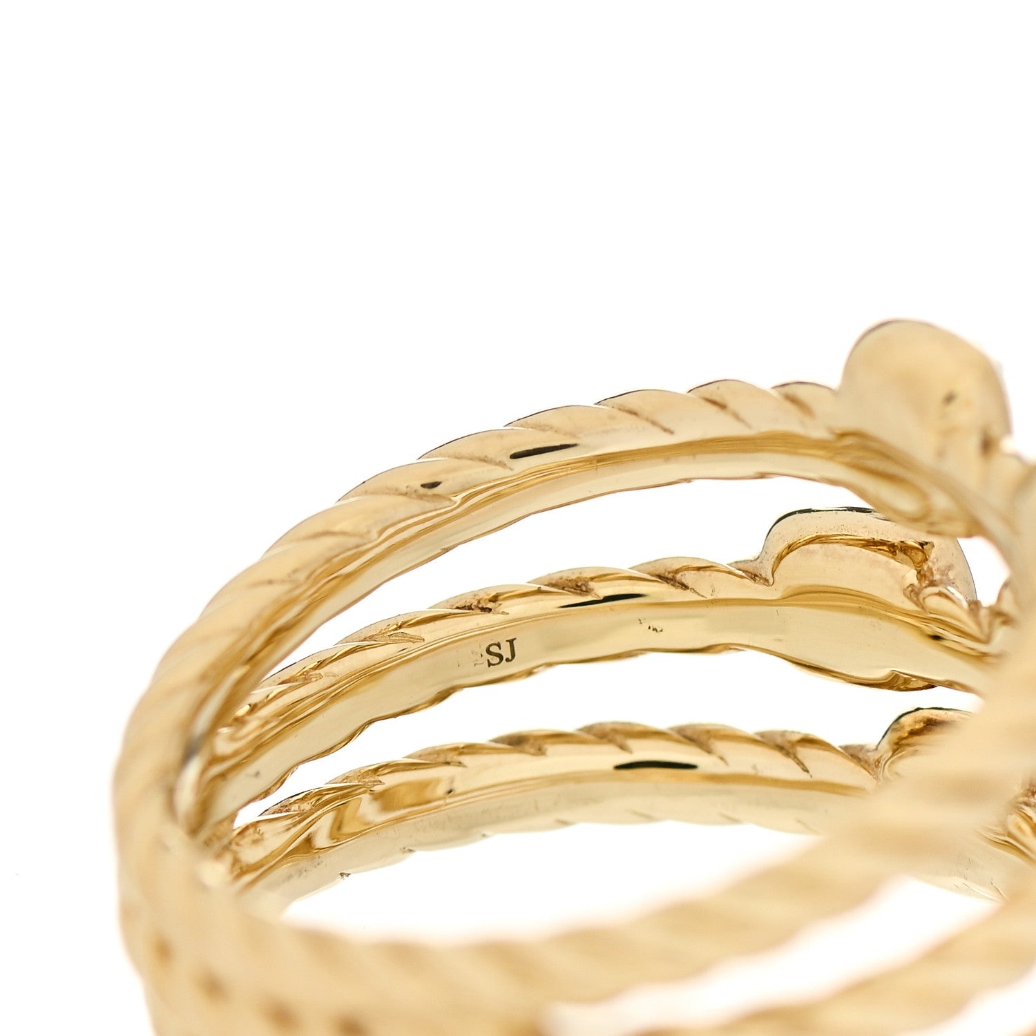 David Yurman 18K Yellow Gold Diamond Three Row Confetti Ring 54 7 5 of 5