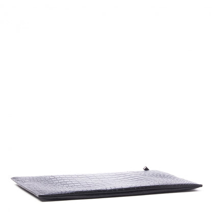 Saint Laurent Calfskin Crocodile Embossed Document Holder Black 3 of 8