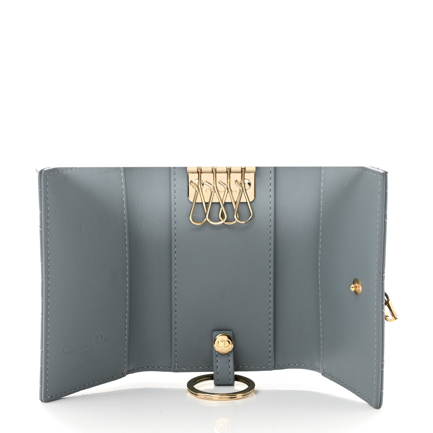 Lambskin Cannage Miss Dior 4 Key Holder Wallet Cloud Blue
