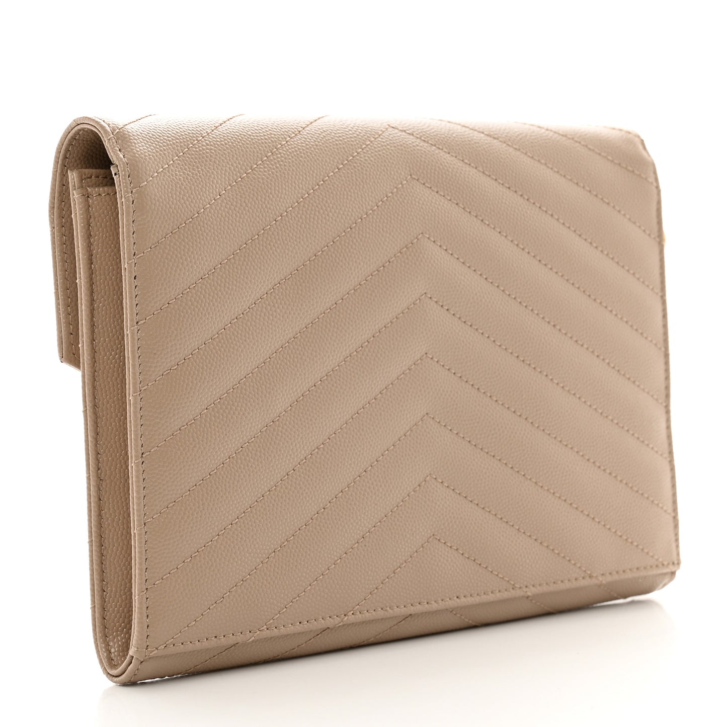 Grain De Poudre Matelasse Chevron Monogram Envelope Clutch Dark Beige