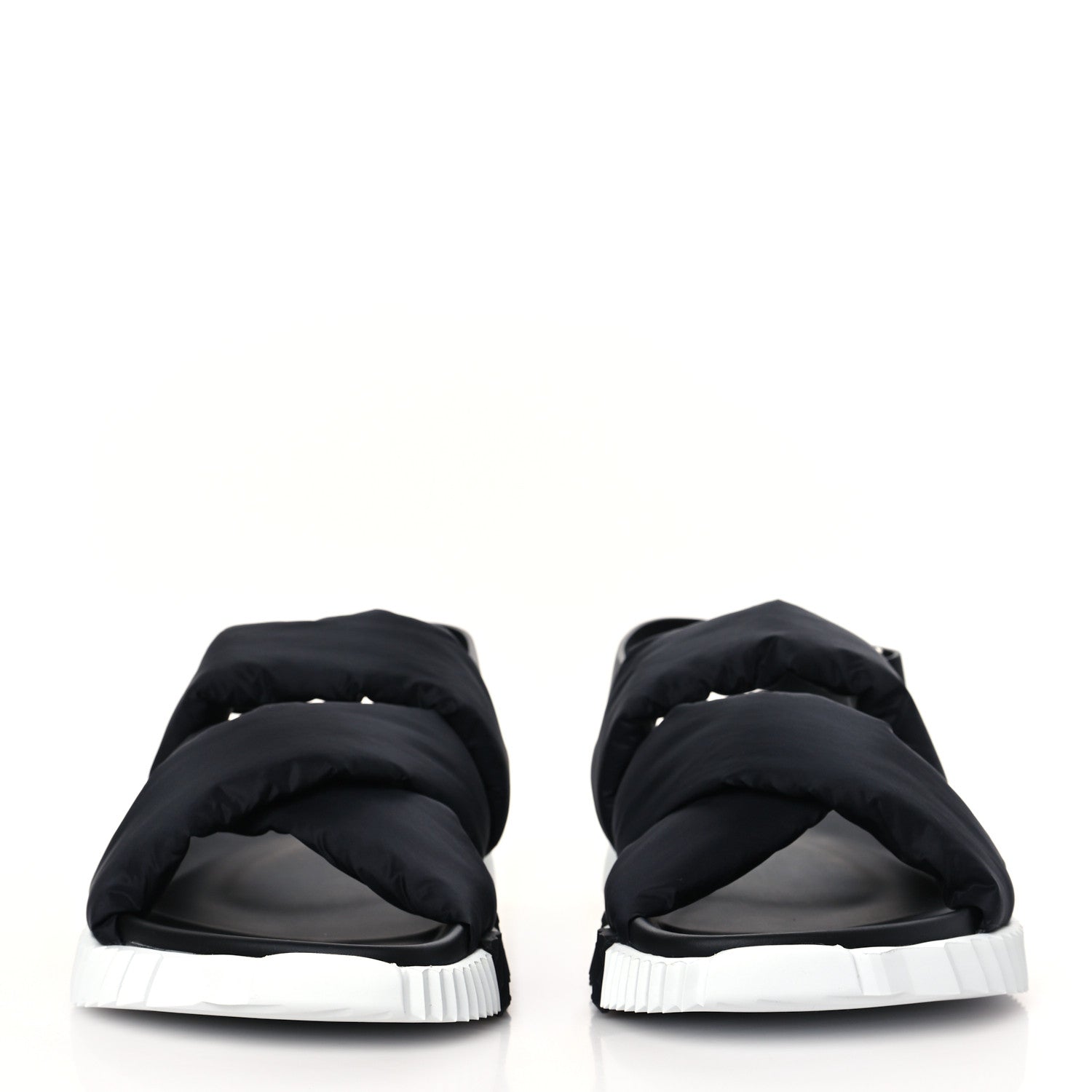 Hermes Parachute Fabric Calfskin Womens Electric Sandals 39 Black 3 of 8