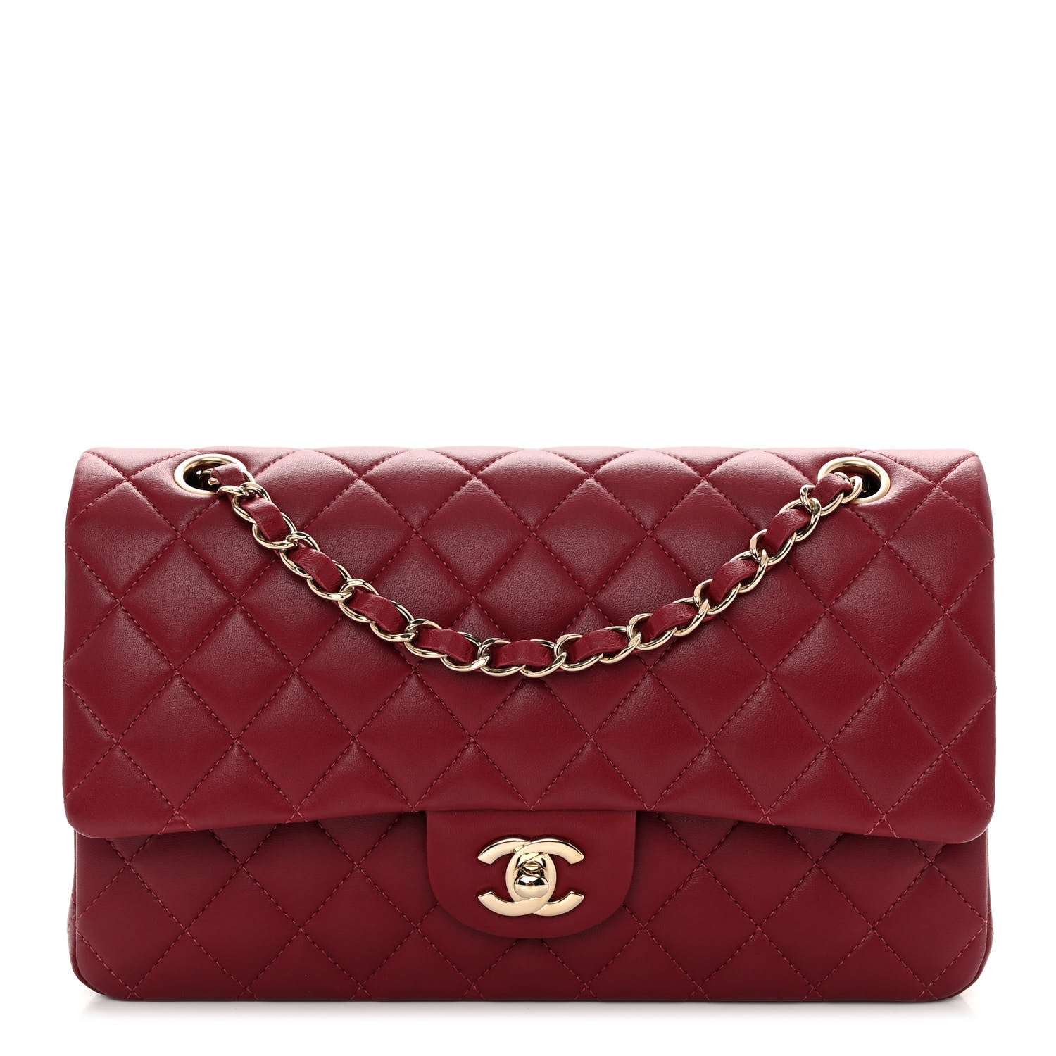 Chanel Lambskin Quilted Medium Double Flap Burgundy 1 of 10