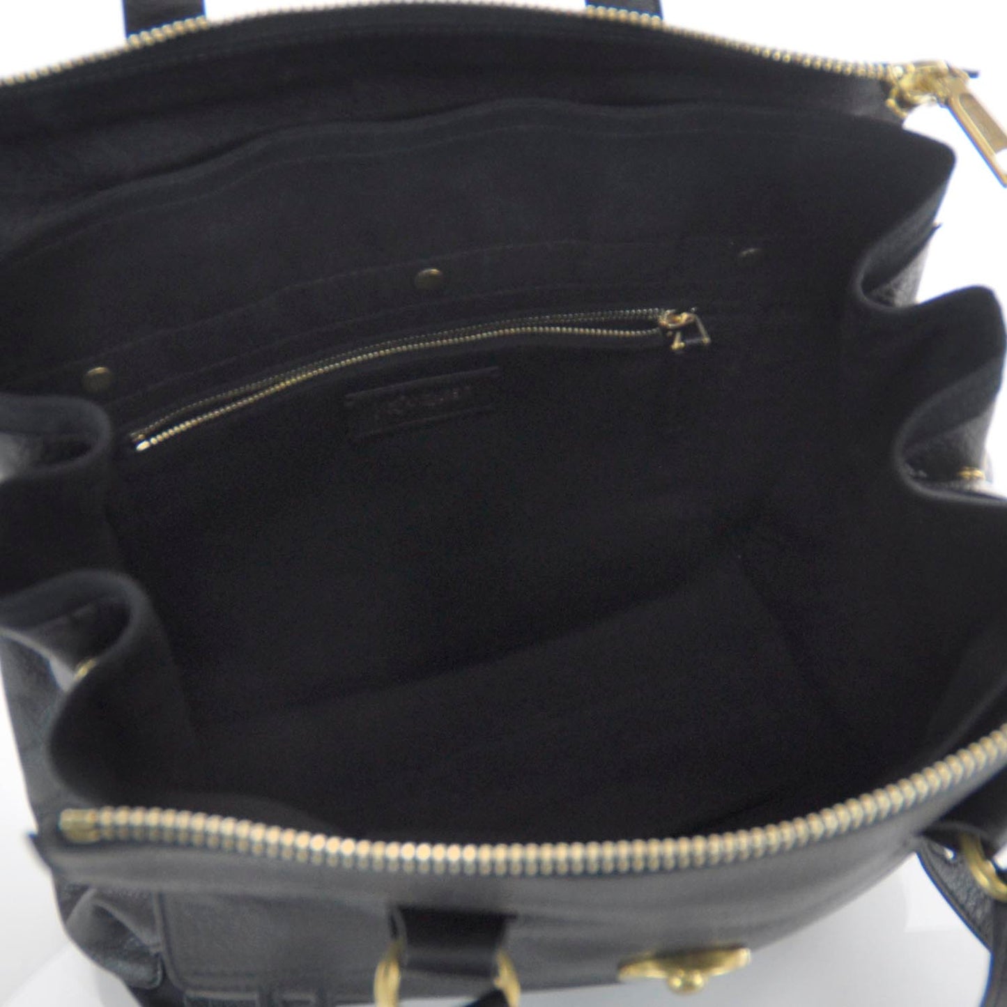 Leather Muse Two Zip Top Cabas Black