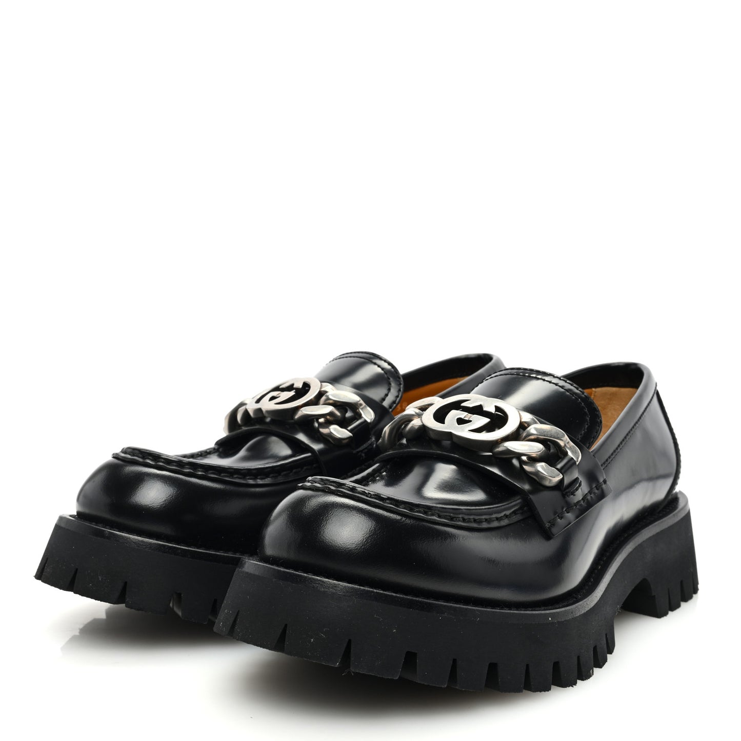 Cordovan Lux Womens Jeanne Platform Lug Sole 30/45mm Loafers 38 Black