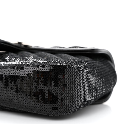 Gucci Sequin Matelasse Diagonal Mini GG Marmont Shoulder Bag Black 10 of 10