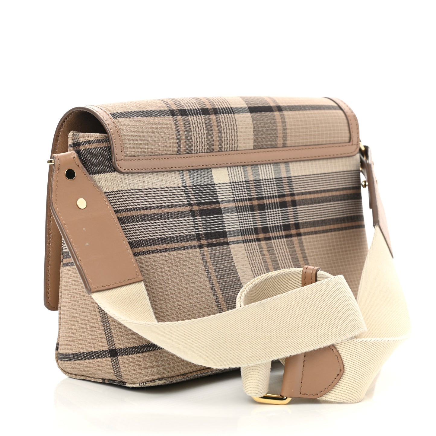 Calfskin Tartan Note Crossbody Bag Light Fawn