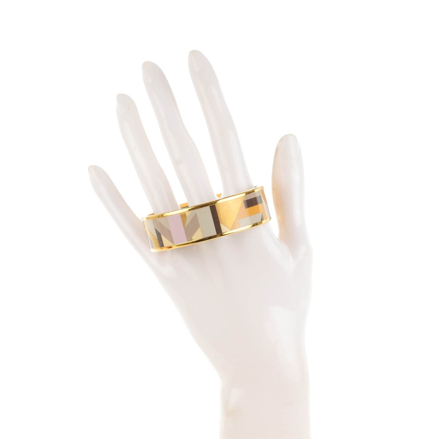 Enamel Printed Perspective Cavaliere Wide Bracelet 62 Caramel