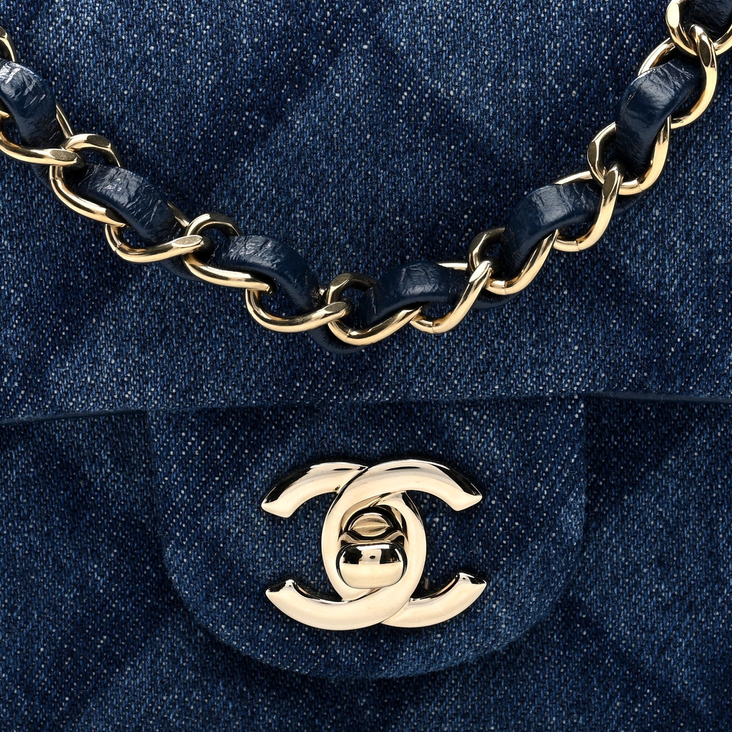 Chanel Printed Denim Quilted Mini Rectangular Flap Dark Blue 8 of 10