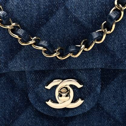 Chanel Printed Denim Quilted Mini Rectangular Flap Dark Blue 8 of 10