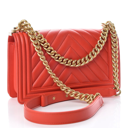 Chanel Calfskin Chevron Quilted Medium Boy Flap Red 4 of 11