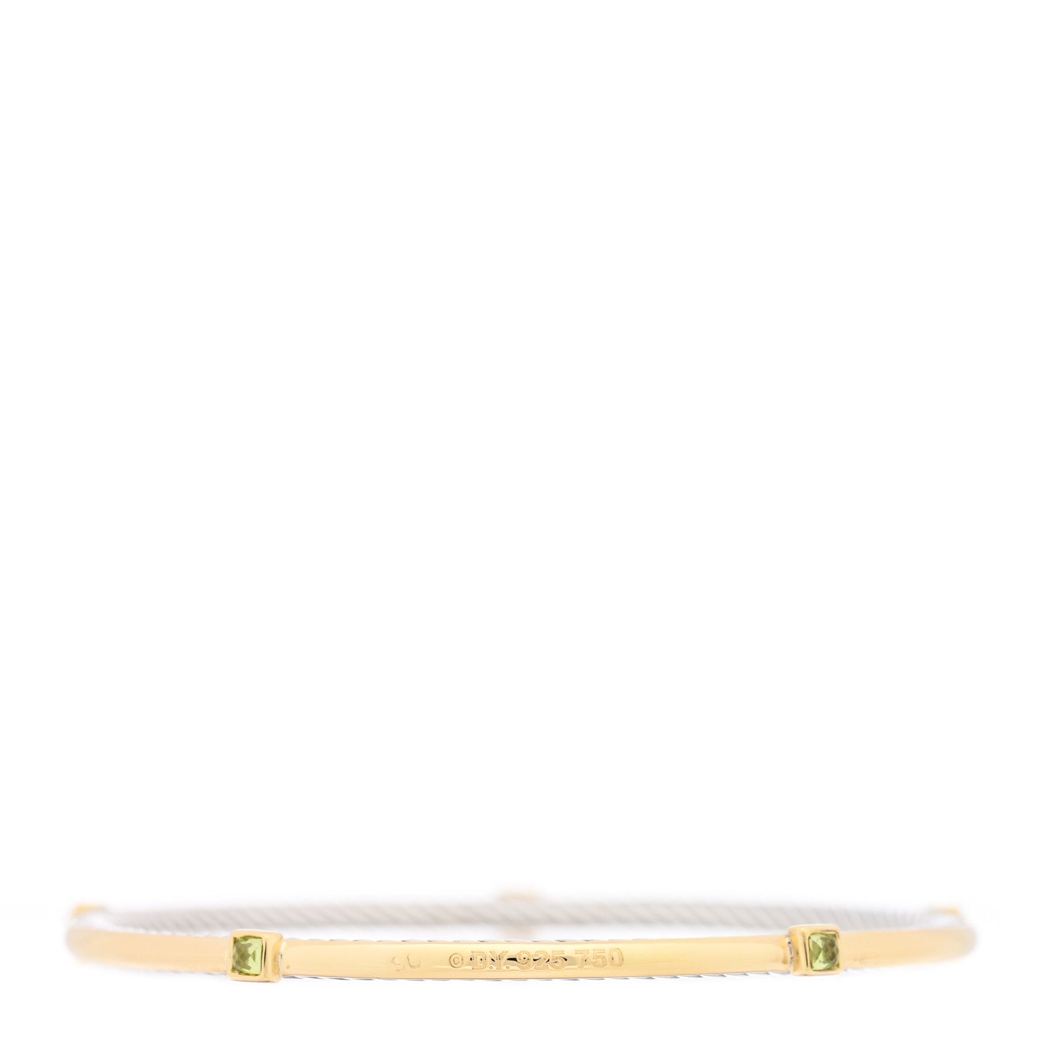 David Yurman Sterling Silver 18K Yellow Gold Peridot Confetti Bangle Bracelet 2 of 3