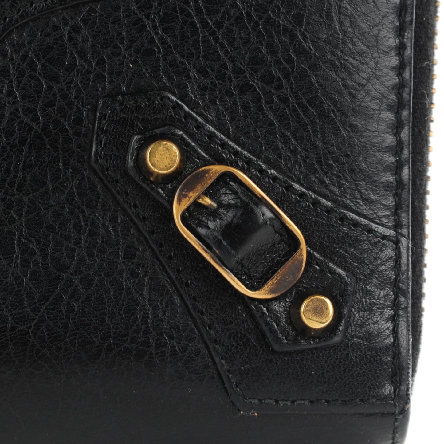 Agneau Classic Hardware Continental Zip Around Wallet Black