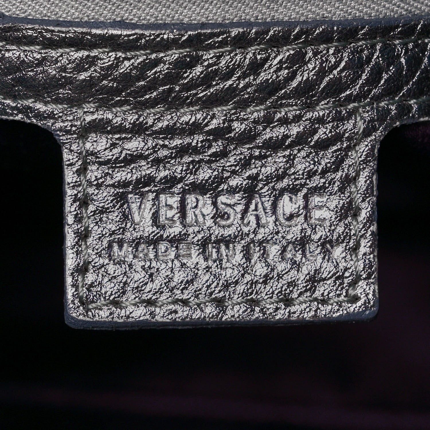 Versace Metallic Calfskin Front Pocket Shoulder Bag Silver 6 of 8