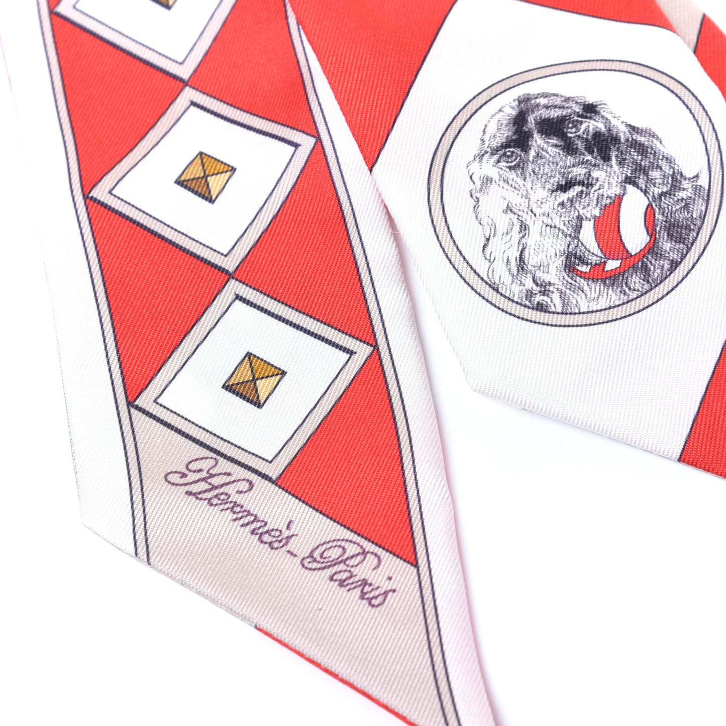 Silk Colliers Et Chiens Twilly Rouge White Mastic