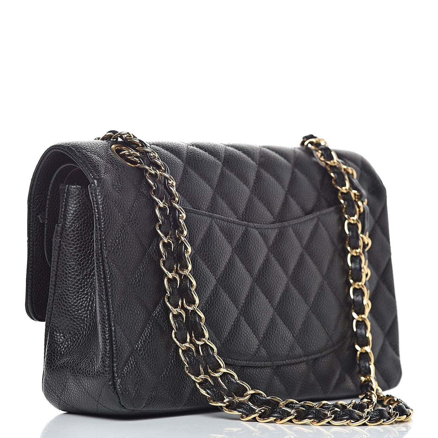 Caviar Quilted Medium Double Flap Black