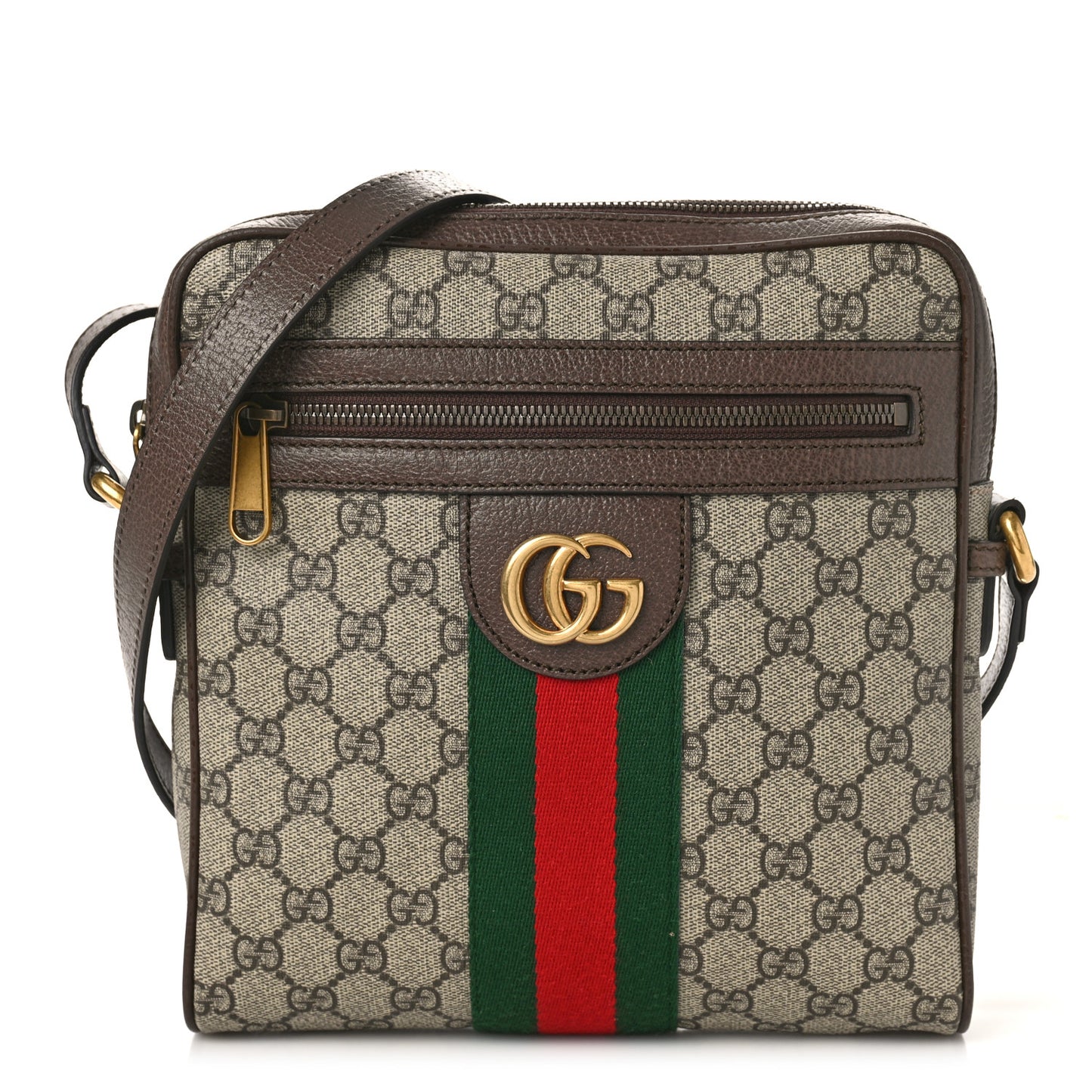 GG Supreme Monogram Web Small Ophidia Messenger Bag Brown