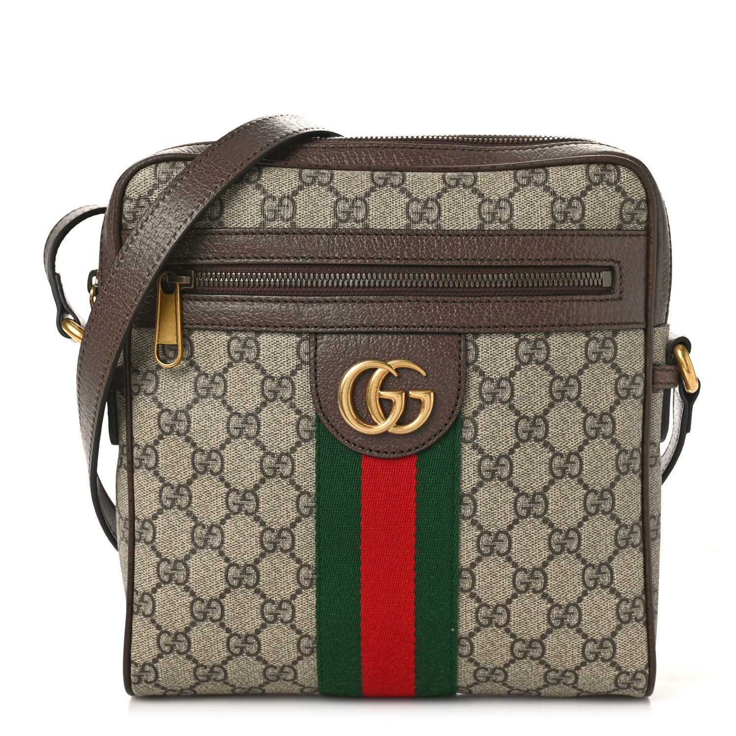 Gucci GG Supreme Monogram Web Small Ophidia Messenger Bag Brown 1 of 10