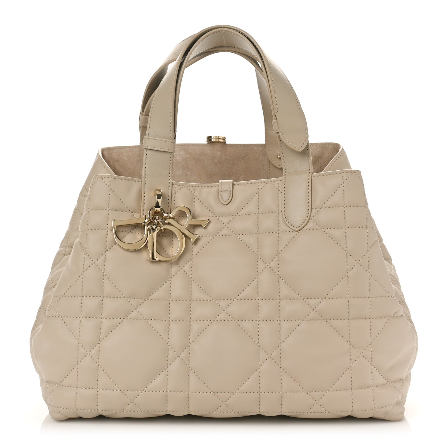 Calfskin Macrocannage Medium Toujour Powder Beige