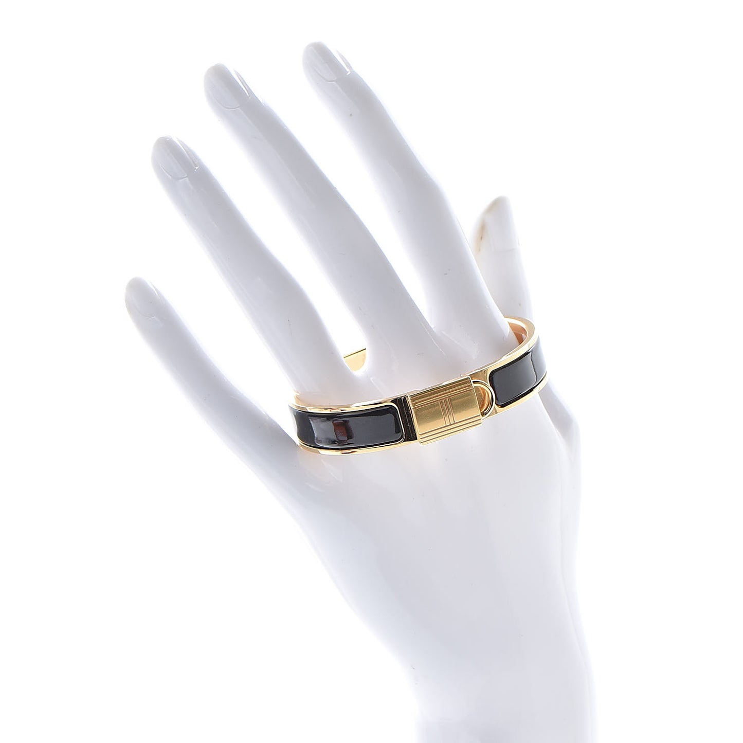 Enamel Narrow Clic Cadenas Bracelet PM Black