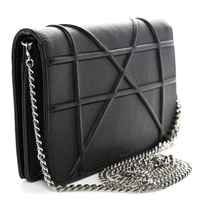 Christian Dior Grained Calfskin Diorama Wallet on Chain Pouch Black 3 of 11