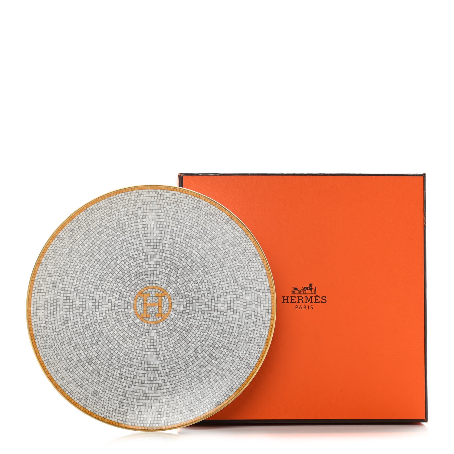 Hermes Porcelain Mosaique Au 24 Bread And Butter Plate Set of 2 Gold 6 of 6