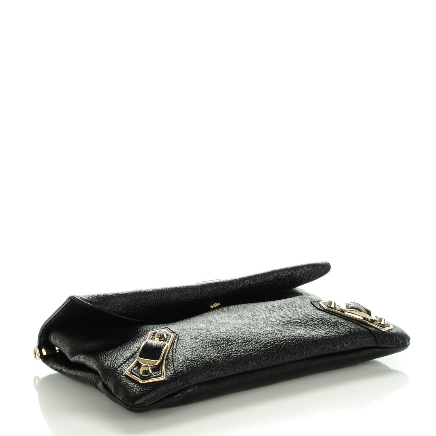 Balenciaga Chevre Gold Metallic Edge Hardware Envelope Clutch Black 3 of 7