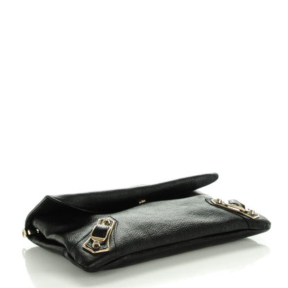 Balenciaga Chevre Gold Metallic Edge Hardware Envelope Clutch Black 3 of 7