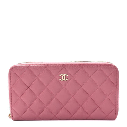Chanel Caviar Quilted Large Gusset Zip Around Wallet Dark Pink 1 of 8