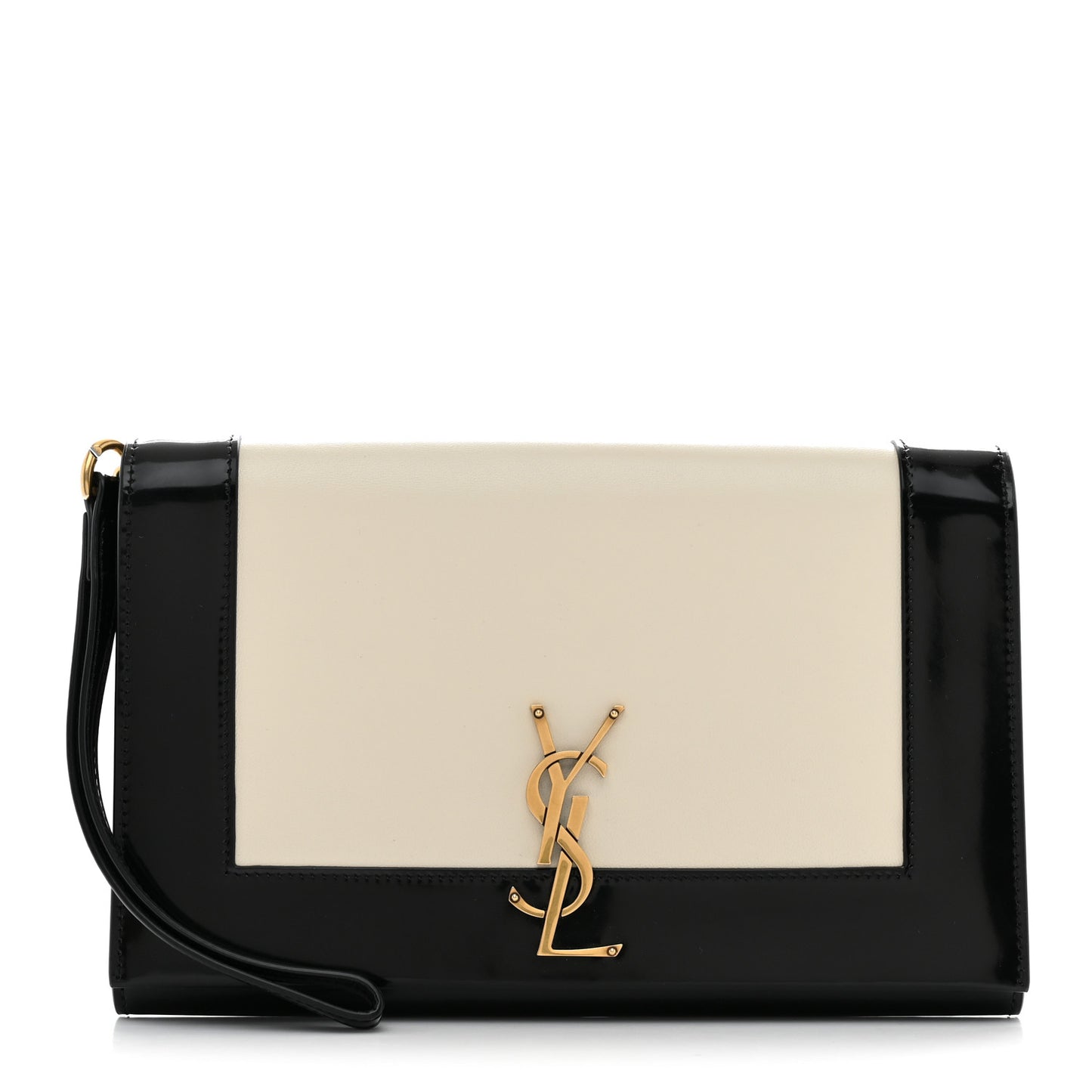 Nappa Patent Calfskin Two-Toned Monogram Pouch Alabastro Black