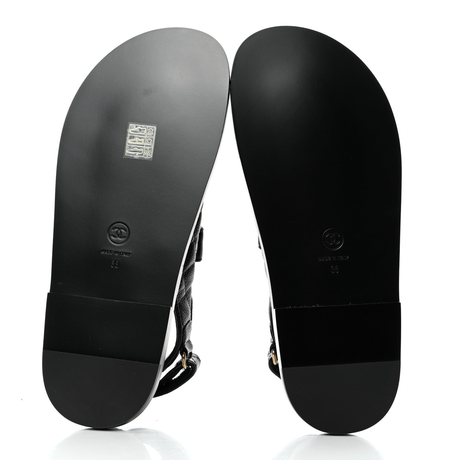 Chanel Grained Calfskin Velcro Dad Sandals 38 Black 5 of 9