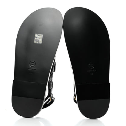 Chanel Grained Calfskin Velcro Dad Sandals 38 Black 5 of 9