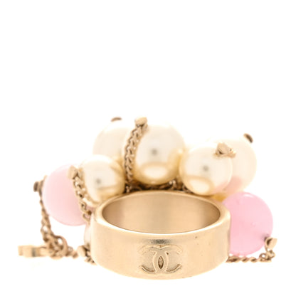 Chanel Pearl Chain CC Cluster Ring 53/6.25 Gold 5 of 6