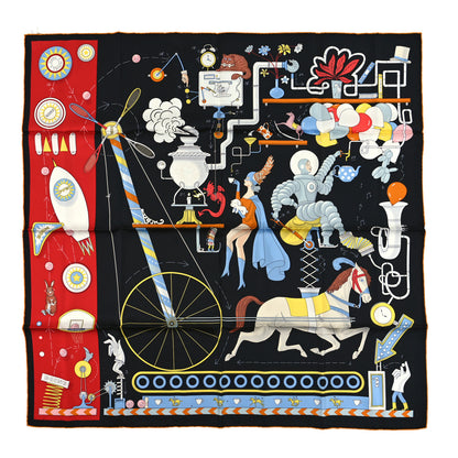 Hermes Silk Tea For Two Scarf 90 Black Rouge Multicolor 1 of 3