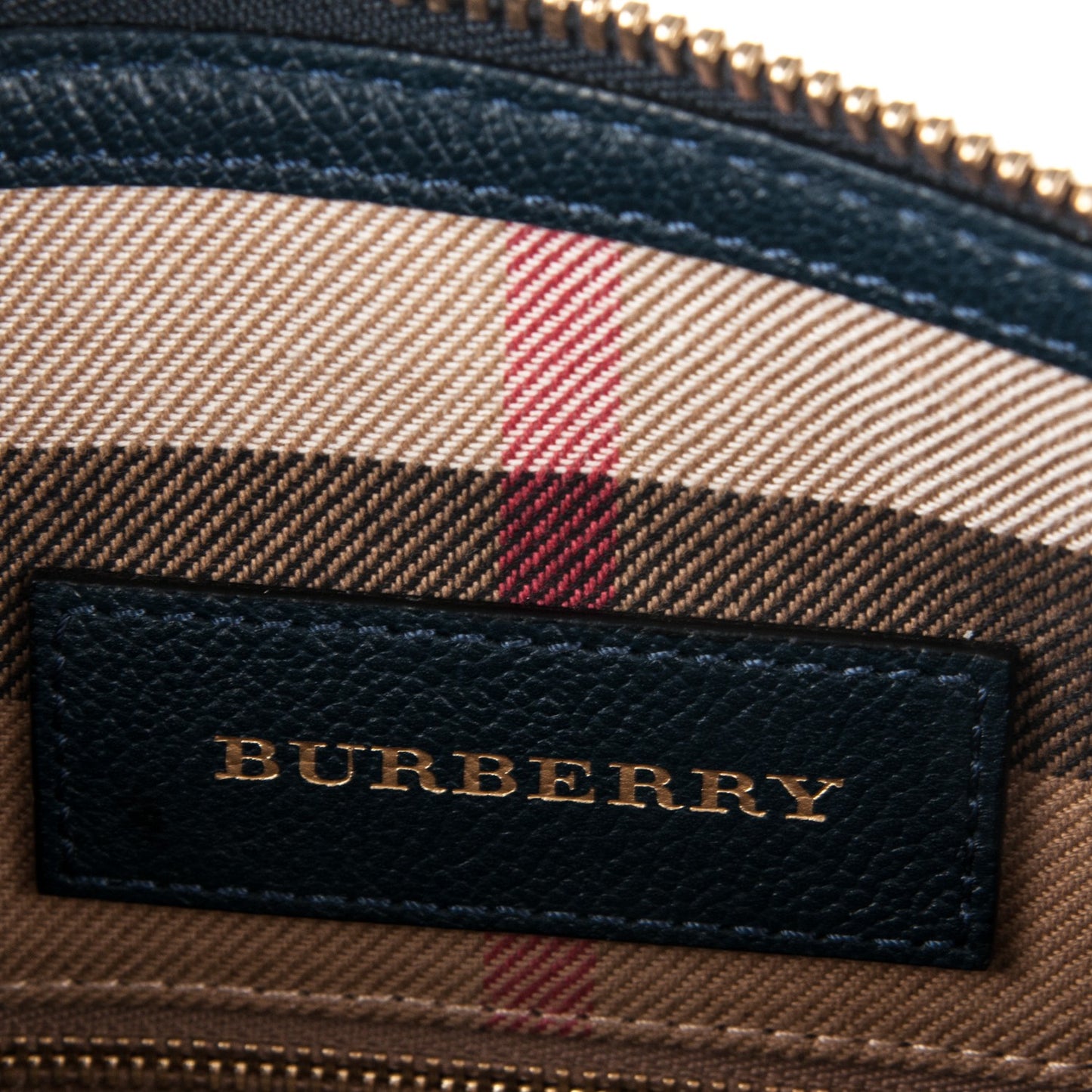 Soft Grain Calfskin House Check Small Helmsley Crossbody Blue Carbon