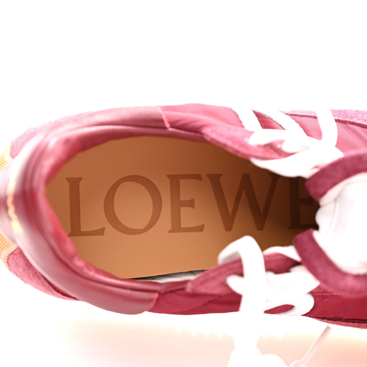 Loewe Nylon Suede Flow Runners Sneakers 35 Burgundy White 1630054