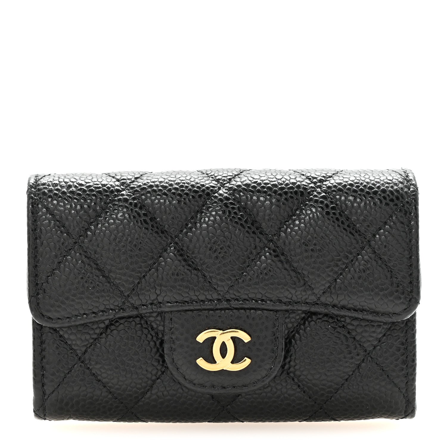 Chanel Caviar Quilted Flap Card Holder Wallet Black 1 of 9